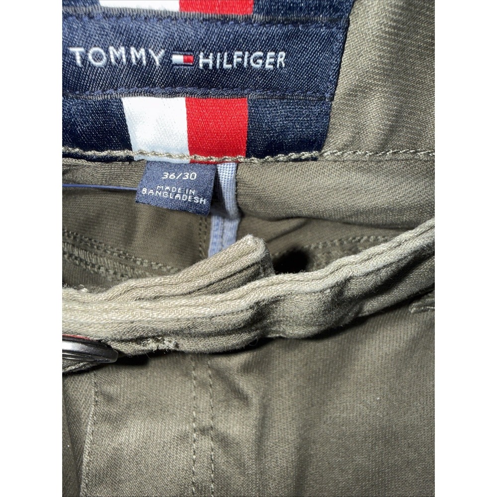 Tommy Hilfiger Mens Sz 34x30 Flex Straight Leg Stretch Logo Green 5 Pocket Pants - Picture 7 of 10